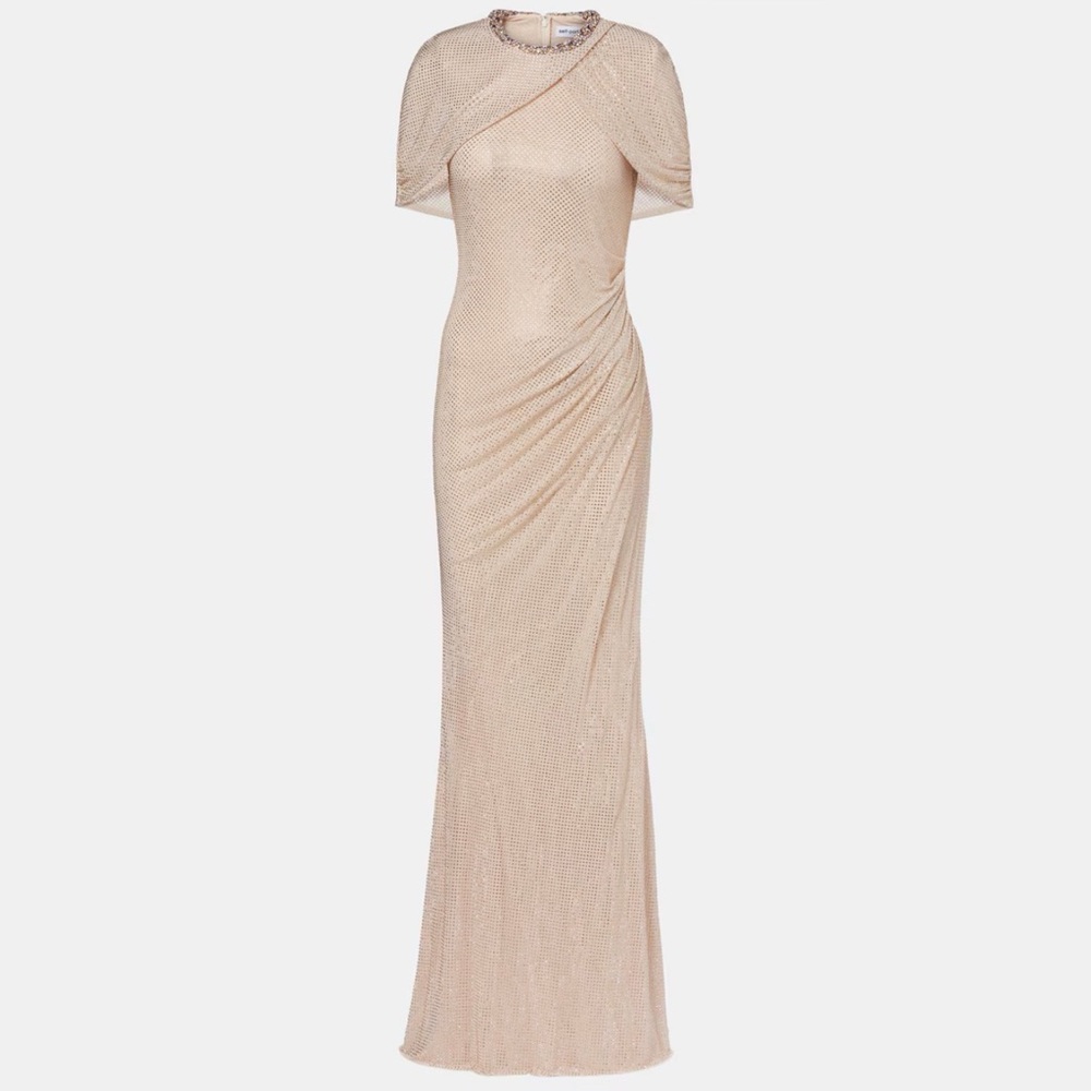 Self-Portrait CHAMPAGNE RHINESTONE MAXI DRESS